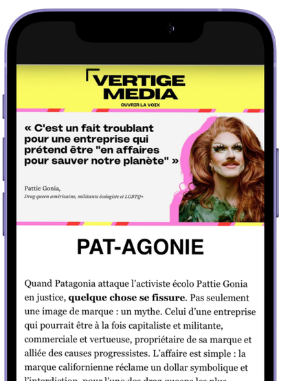 Aperçu d’une édition de la newsletter Vertige Media sur téléphone