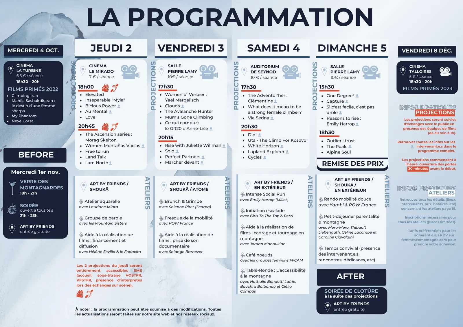 Programme festival Femmes en montagne 2023
